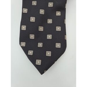 VILLA BUGATTI Men's 100% Silk Necktie Designer GEOMETRIC Silver/Gray/Black